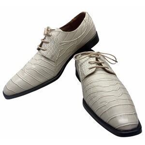 Roberto Chillini Status Bone Croc Embossed Dress Shoes Men's 10.5 Lace U